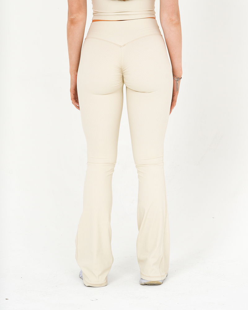 Recycled Ribbed Pant Beige